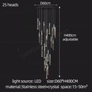 DecorBites™ Crystal Chrome LED Chandelier: Elegant Duplex Stair Lighting for Modern Interiors
