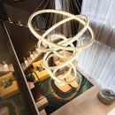 DecorBites™ Gold Rings LED Chandelier: Modern Long Villa Staircase Pendant Lighting Fixtures
