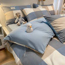 DecorBites™ Cozy Plaid Duvet Cover | Simple Nordic Comforter Cover | Non-Fading Washed Cotton Bedding