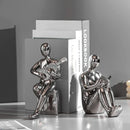 DecorBites™ Abstract Nordic Style Ceramic Character Bookends Set for Office Bookcase Decor