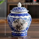 DecorBites™ Blue & White Porcelain Tea Canister | Ceramic Sealed Caddy Jar