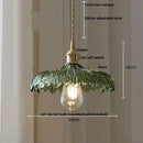 DecorBites™ Green Glass Walnut Wood LED Pendant Light, Nordic Modern Hanging Lamp