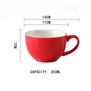 DecorBites™ 350ml Latte Ceramic Coffee Cup and Saucer Set - Set of 2