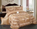DecorBites™ Luxe Champagne Jacquard Lace Bedspread Set with Pillowcases
