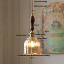 DecorBites™ Acrylic LED Pendant Light: Copper Walnut Wood Flower Hang Lamp