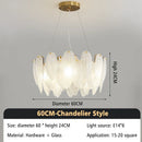 DecorBites™ Glass Feather Chandelier: Luxury Art Decor Ceiling Chandelier for Living Dining Room