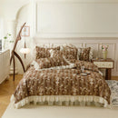 DecorBites™ French Country Flowers Print Bedding Set with Lace Ruffles