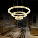 DecorBites™ Crystal Rings LED Chandelier, Chrome Lustre Ceiling Pendant for Living Room