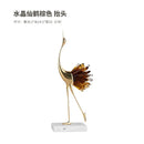 DecorBites™ Crane Golden Bird Agate Marble Crystal Home Decor Craft Statue