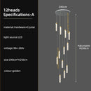 Modern gold crystal ceiling chandelier staircase light dining room