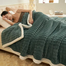 DecorBites™ Cozy Rabbit Plush Blanket: Soft Striped Warm Sofa Throw, Absorbent Breathable Nap Blanket