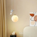DecorBites™ Astronaut Moon LED Pendant Light for Children's Room, Nordic Iron Design.