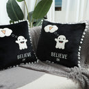 DecorBites™ Halloween Ghost Patchwork Pillow Cover - Decorative Embroidered Cushion Cover