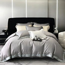DecorBites™ Gold Embroidery Duvet Set, Black Egyptian Cotton Bedding, 1000TC, Double King Queen