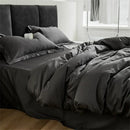 DecorBites™ Grey Lines Stripes Duvet Cover Set Cotton Satin Jacquard Queen King Size