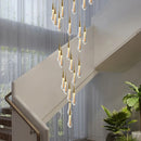 DecorBites™ Crystal Teardrop Chandelier Staircase LED Pendant Light, Gold Living Room Decor
