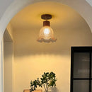 DecorBites™ Amber Ice Crack Glass Wood Ceiling Light - Nordic Modern LED Fixture