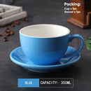 DecorBites™ 350ml Latte Ceramic Coffee Cup and Saucer Set - Set of 2