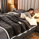 DecorBites™ Cozy Flannel Fleece Lambswool Blanket - 3 Layers, Warm & Soft for Bed.