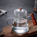 DecorBites™ Glass Goose Beak Kettle | Stainless Steel | Wooden Handle
