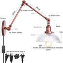 DecorBites™ Adjustable Glass Swing Arm LED Wall Sconce with Pull Chain Switch