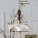 DecorBites™ LED Pendant Light Fixture Walnut Wood Ceramic Knob Switch Hanging Lamp