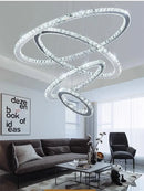 DecorBites™ Crystal Rings LED Chandelier, Chrome Lustre Ceiling Pendant for Living Room