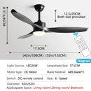 DecorBites™ 52" Black Ceiling Fan Light with Remote Control for Living Room, Restaurant, and Household