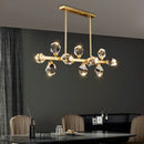 Modern gold diamond crystal brass led pendant light dining room