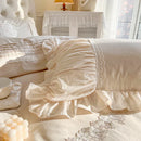 DecorBites™ French Princess Cotton Bedding Set with Flower Embroidery and Ruffle Edge