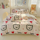 Modern plaid cartoon printed bedding sets bedroom quilt cover kit