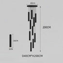 DecorBites™ Black LED Crystal Staircase Chandelier: Modern Nordic Design, Creative Island Hanging Lamp
