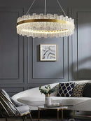DecorBites™ Crystal LED Chandelier: Gold/Black Luxury Pendant Lighting for Home