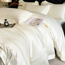 DecorBites™ Embroidered Ice Silk Bedding Set: Soft Duvet Cover, Sheet, Pillowcases 4Pcs