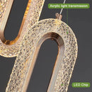 DecorBites™ Crystal Oval Gold Ring Pendant Light Chandelier for Living Room & Bedroom