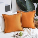 DecorBites™ Hemp Rope Edging Lotus Leaf Hug Pillowcase - Medium Cotton Linen Cushion Cover