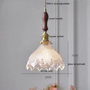 DecorBites™ Green Glass LED Pendant Lamp with Copper Wood Handle for Modern Nordic Home Decor