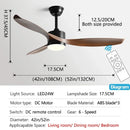 DecorBites™ 52" Black Ceiling Fan Light with Remote Control for Living Room, Restaurant, and Household