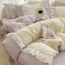 DecorBites™ Cotton Small Florals Princess Bedding Set - Queen Size - Duver Cover Bed Sheet Bed Skirt Pillowcases