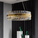 DecorBites™ Brushed Gold Rings Crystal Chandelier Ceiling Lamp