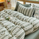 DecorBites™ Cotton Striped Bedding Set Yarn Dyed Washed Duvet Cover Single Bedclothes