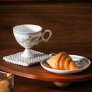 DecorBites™ Gold Flower Ceramic Cup & Saucer Set - Elegant Goblet Mugs for Coffee, Tea, Juice