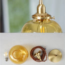 DecorBites™ Amber Glass Ball LED Pendant Light, Modern Nordic Hanging Lamp for Home Decor