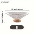 DecorBites™ Creative Glass Fruit Plate with Wooden Base | Elegant Home Decor for Living Room Coffee Table