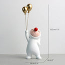 DecorBites™ Clown Bust Sculpture: Golden Candy/Key Tray Kids Balloons Figurine Decor