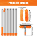 100-420CM Extended Window Cleaning Kit 2 in 1 Double Sided Glass Squeegee Cleaner Duster Mop 180° Swivel Window Cleaning Tools