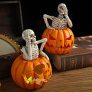 DecorBites™ Halloween Skull Pumpkin Skeleton Sculpture Resin Home Decor Statuette