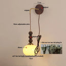 DecorBites™ LED Wall Lights Walnut Wood Glass Adjustable Bedside Lamp