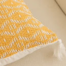 DecorBites™ Geometric Tufted Cushion Cover with Crochet Tassels - Nordic Yellow Striped Pillow Cover