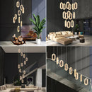 DecorBites™ Gold LED Chandelier for Living Dining Stairwell Hallway, Modern Alloy+Acrylic Hanging Fixture